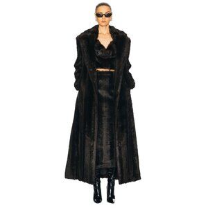 AKNVAS Marzia Coat in Visone Medium New Womens Vegan Faux Fur Trench